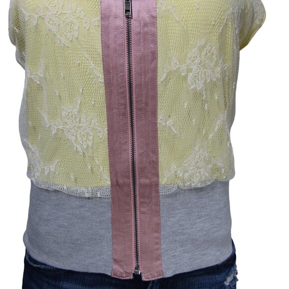 PHILIP LIM Development Y2K FAIRY Cottagecore Knit LACE Pastel Zip Hoody Top M - Picture 5 of 13